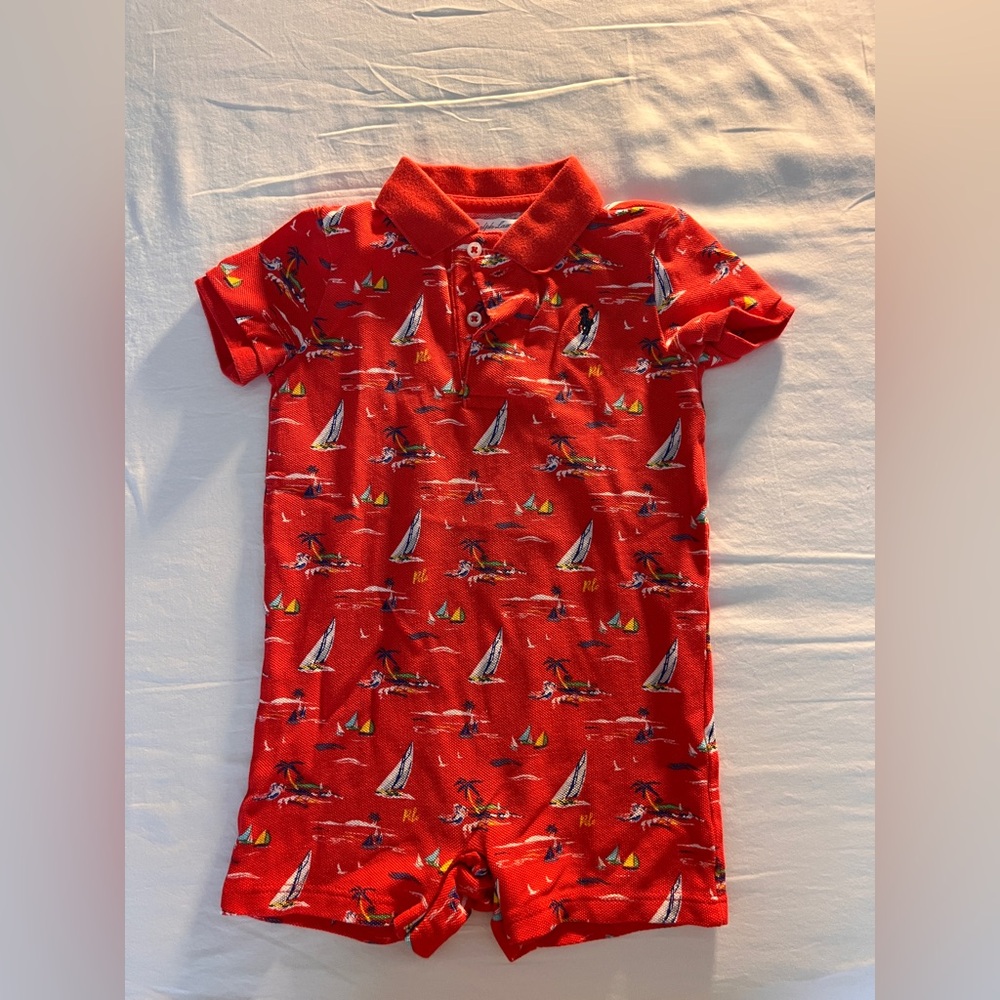 Ralph Lauren Red Sailboat Polo onesie